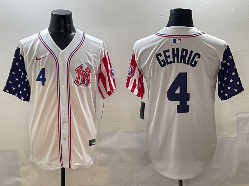 Men New York Yankees #4 Gehrig White a generation of national flags Jointly Name 2025 Nike MLB Jersey style 2